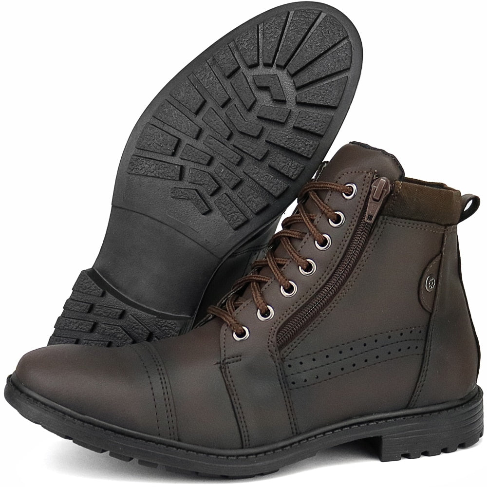 Men's Coffee Color Mid-Calf Casual Boots
