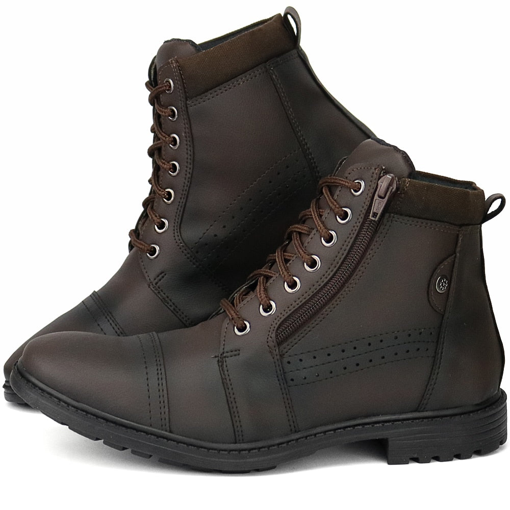 Men's Coffee Color Mid-Calf Casual Boots